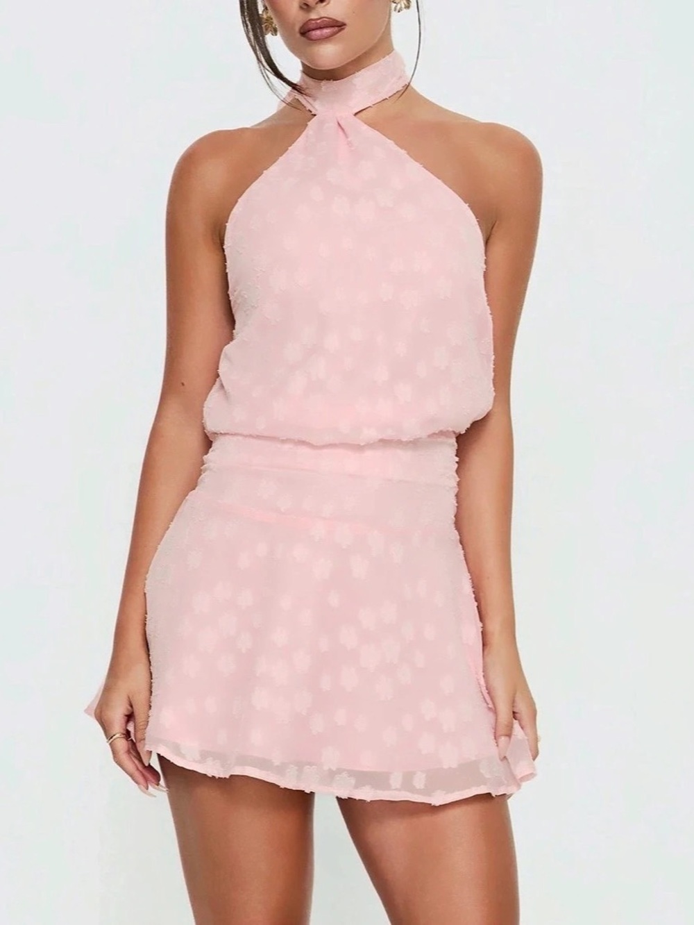 Princess Polly Mini Dress Floral Halter Mini Dress in Pink Size